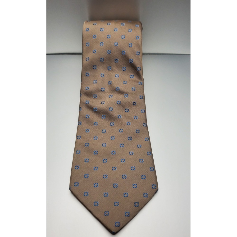 1901 Nordstrom Silk Tie Brown Blue Geometric Necktie‎ 3 And 1/8 Wide